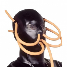 Black Diniz Latex Balaclava with Tubes 15763M4M Black Diniz Latex Balaclava with Tubes