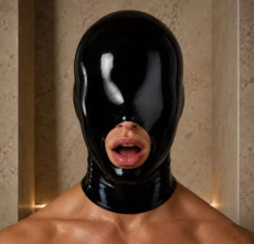 Black Latex Hood  10860ME Black Latex Hood