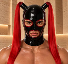 Black Latex Hood - FarfallinaNera™ 10867ME Black Latex Hood - FarfallinaNera™