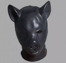 Black latex "Pig" head mask 1613ME Black latex "Pig" head mask