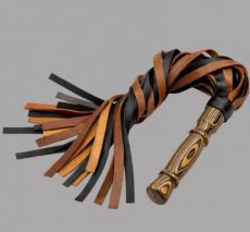 Brown Leather Flogger with Wooden Handle 9945ME Brown Leather Flogger with Wooden Handle