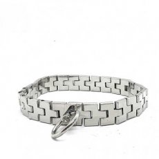 Collar With Gem Lock 138938DS Stainless Watch Link Collar With Gem Lock Silver