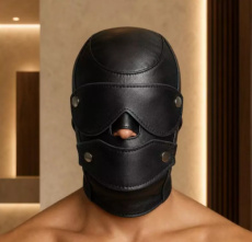 ControlShift™ by MEO® - BDSM Leather Hood with Eye Mask and Mouth Cover