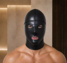 Neoprene BDSM Hood with Eye and Mouth Openings