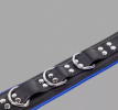 Leather Bondage Collar - Black & Blue  1362ME Leather Bondage Collar - Black & Blue