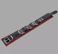 Leather Bondage Collar - Black & Red  1361ME Leather Bondage Collar - Black & Red