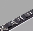 Leather Bondage Collar - Black & White 1363ME Leather Bondage Collar - Black & White