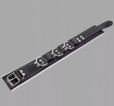 Leather Bondage Collar - Black & White 1363ME Leather Bondage Collar - Black & White