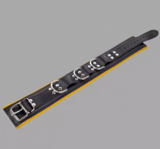 Leather Bondage Collar - Black & Yellow 1364ME Leather Bondage Collar - Black & Yellow