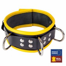 Leather collar Black/ Yellow 30074OR Leather collar Black/ Yellow