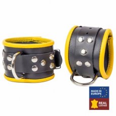 Leather foot cuff - Black/Yellow
