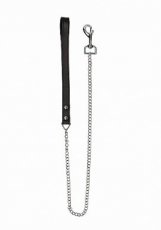 Leather Handle Chain Lead - Black
