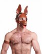 Leather Shaggy Dog Hood Stitched - Brown 634343MB Mister B Leren Shaggy Hondenkap Gestikt - Bruin