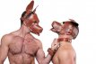 Leather Shaggy Dog Hood Stitched - Brown 634343MB Mister B Leren Shaggy Hondenkap Gestikt - Bruin