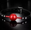 Lockable BDSM Gag 9382ME Red Silicone Ball Gag - Lockable BDSM Gag