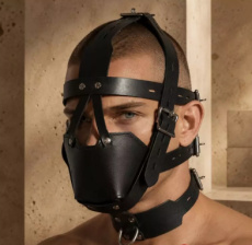 MEO® SlaveHarness™ - Lockable Leather Head Harness with Muzzle